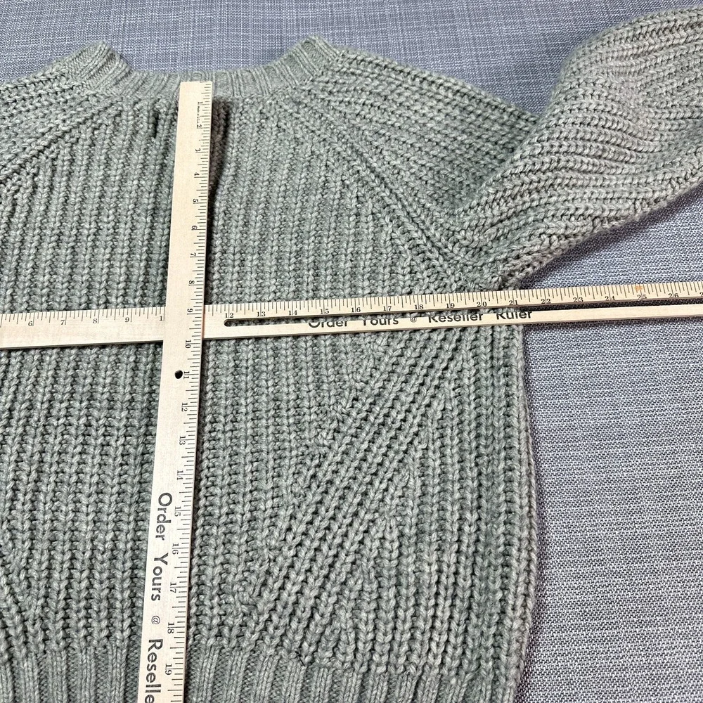 American Eagle Sweater Womens Medium Pullover Green Chunky Knit Boxy Cozy Ribbed